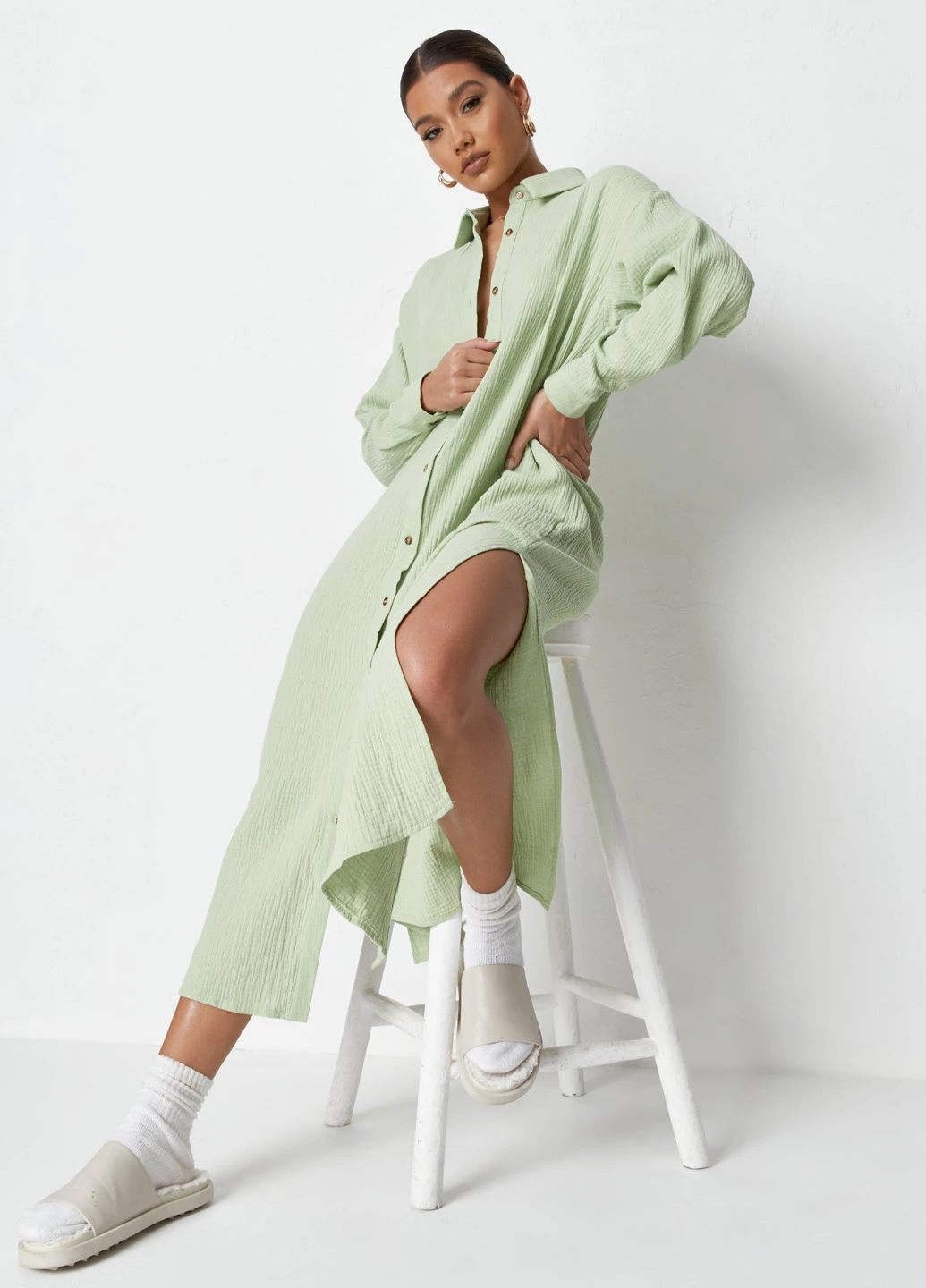 М'ятна кежуал сукня сукня-сорочка Missguided однотонна