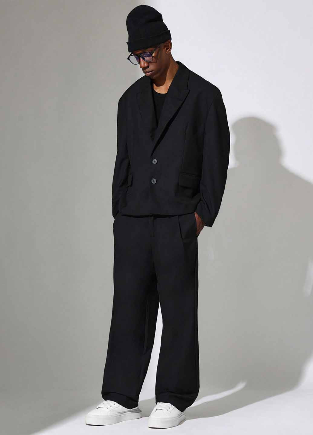 Чорний демісезонний костюм (піджак, штани) брючний SHEIN