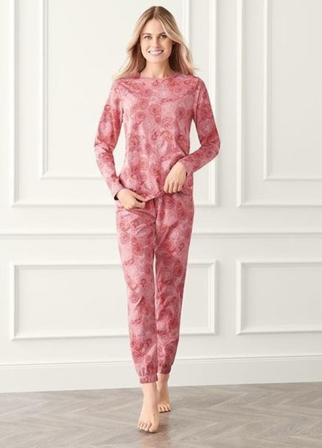 Темно-розовая всесезон пижама (лонгслив, брюки) лонгслив + брюки Esmara