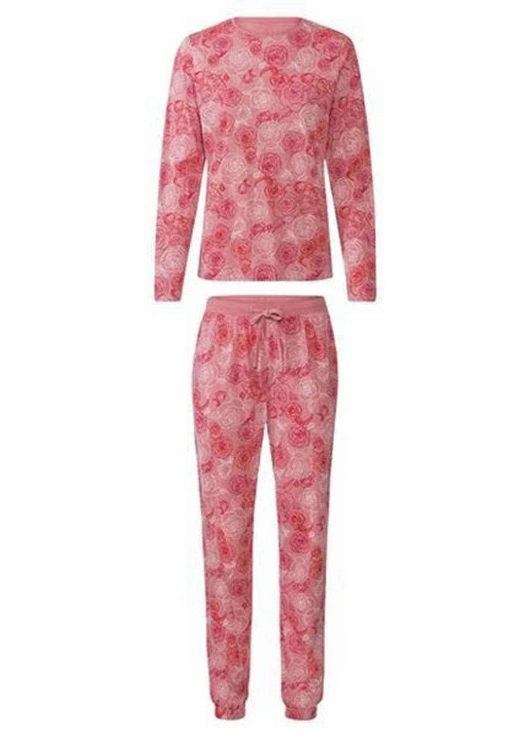 Темно-розовая всесезон пижама (лонгслив, брюки) лонгслив + брюки Esmara