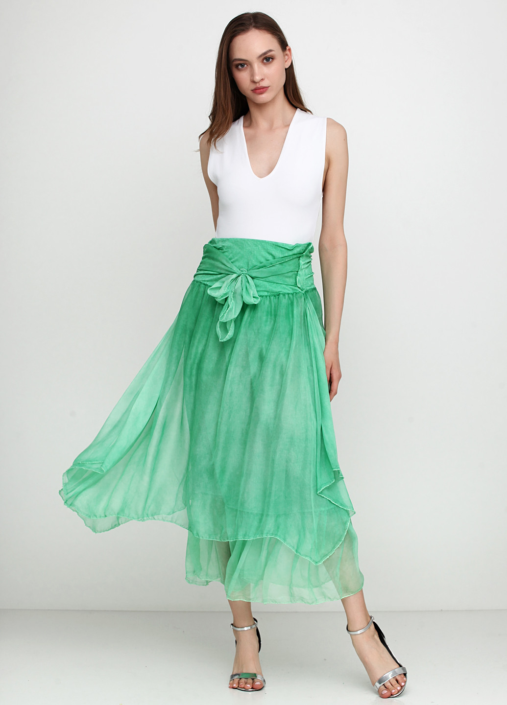 Зеленая кэжуал однотонная юбка Moda in Italy