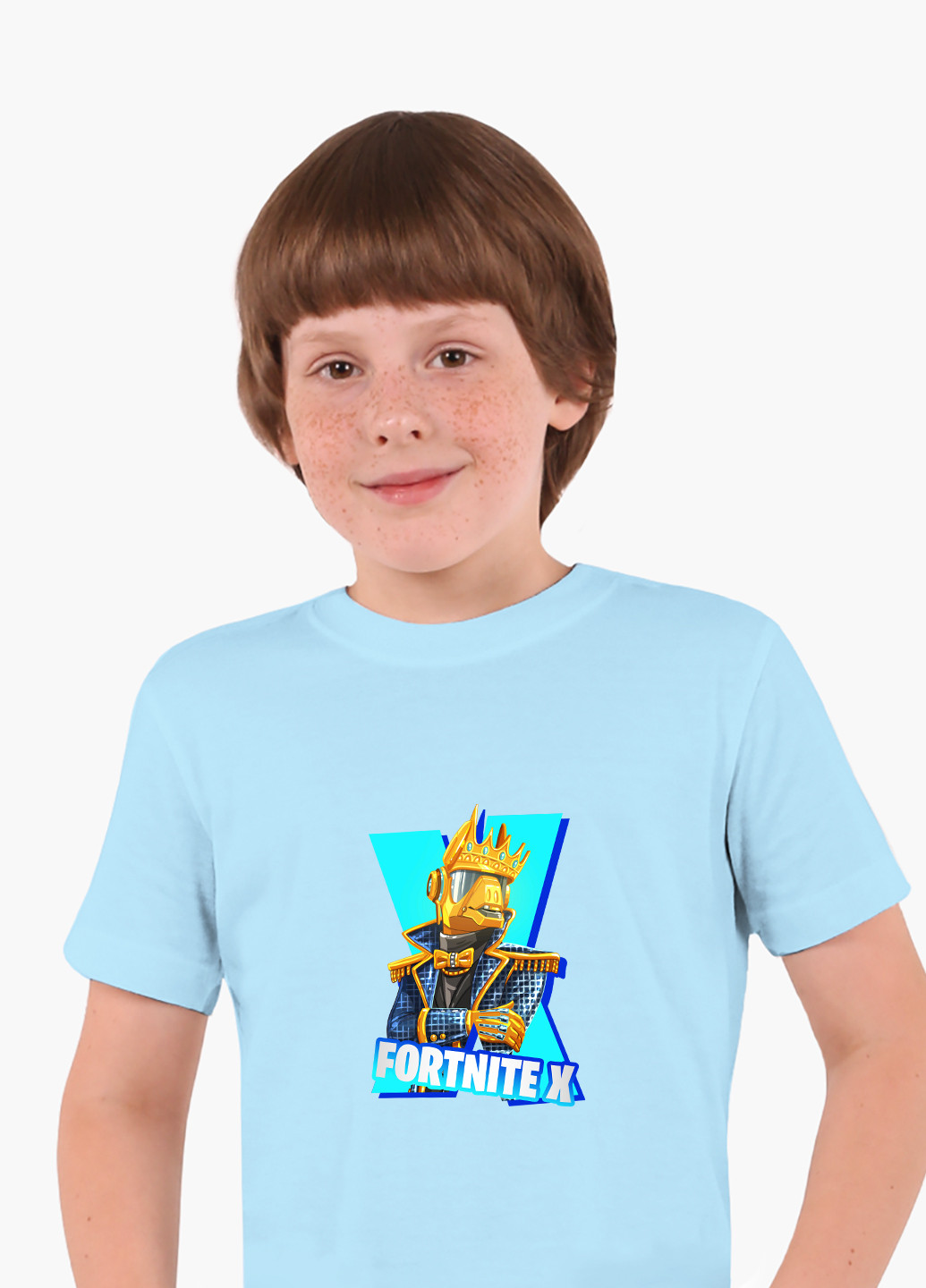 Блакитна демісезонна футболка дитяча фортнайт (fortnite) (9224-1196) MobiPrint