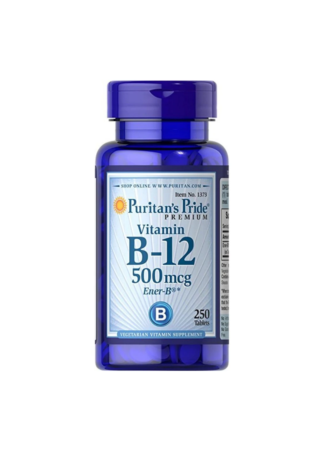 Витамин В12 для поддержания кровообращения, нервной системы и сердца Vitamin B-12 500 mcg - 250tabs Puritans Pride (254792114)