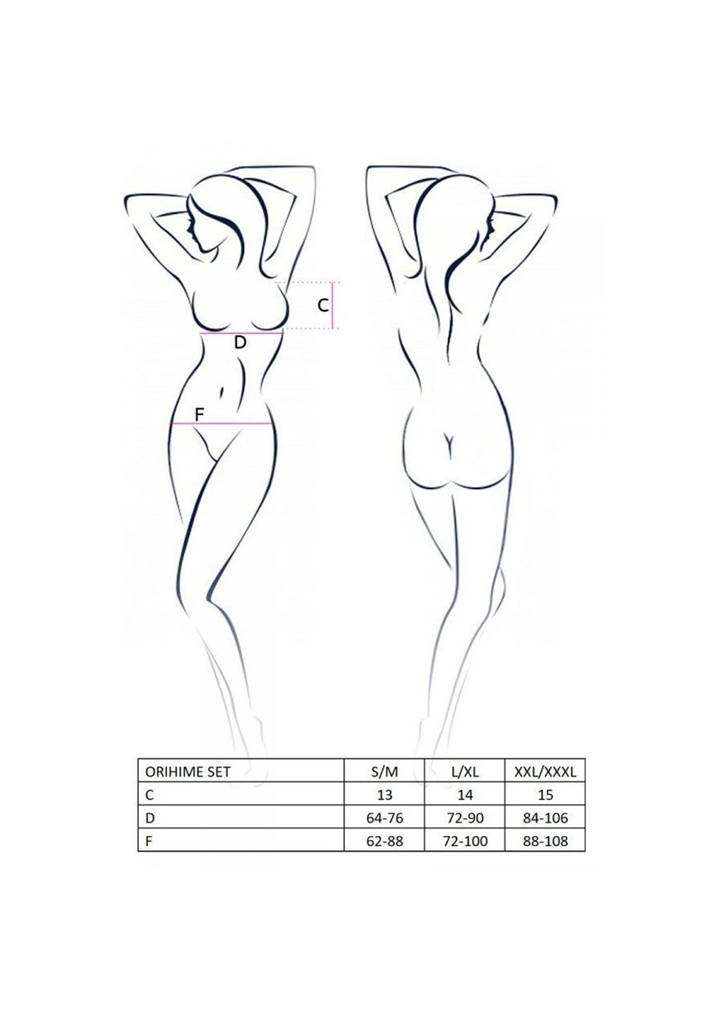 Комплект білизни ORIHIME SET white XXL/XXXL - : стрепи: ліф і трусики Passion (255459614)