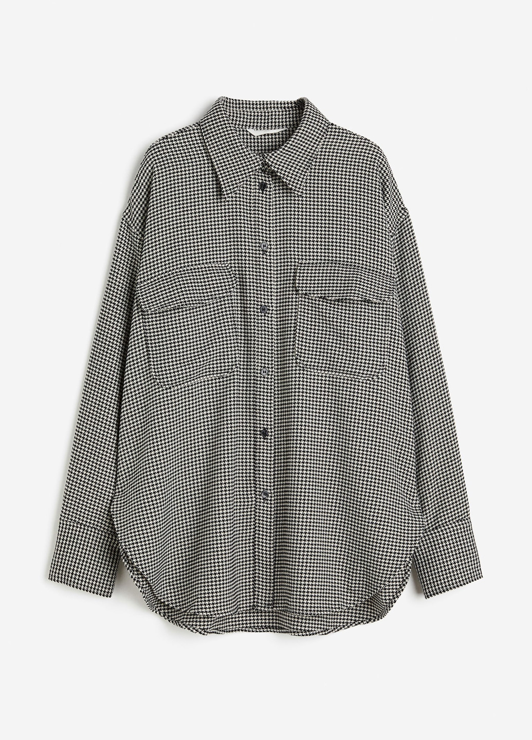 Черно-белая кэжуал рубашка с узором "гусиная лапка" H&M