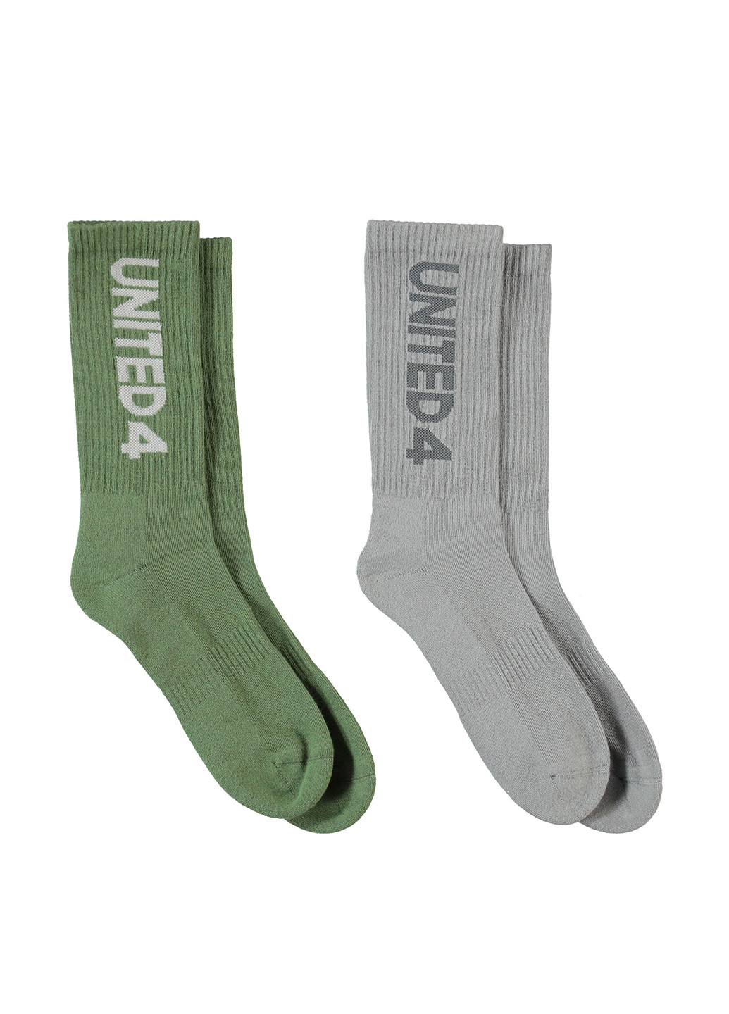 Серо-зелёные носки (2 пары) UNITED4 надписи (329058698)