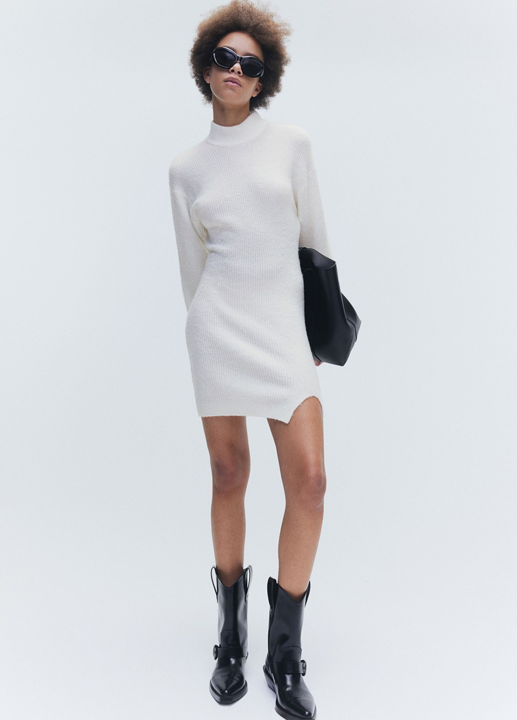 Білий кежуал сукня сукня светр H&M однотонна