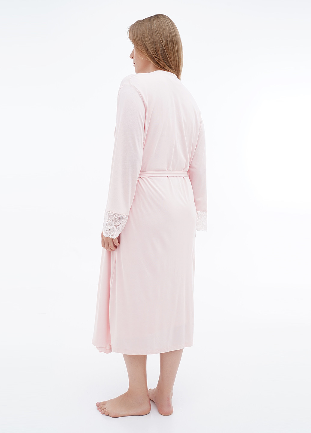 Персиковый демисезонный комплект (ночная рубашка, халат) Cotpark