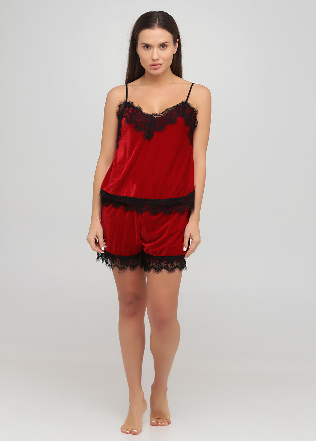Червоний демісезонний комплект (топ, шорти) Radda