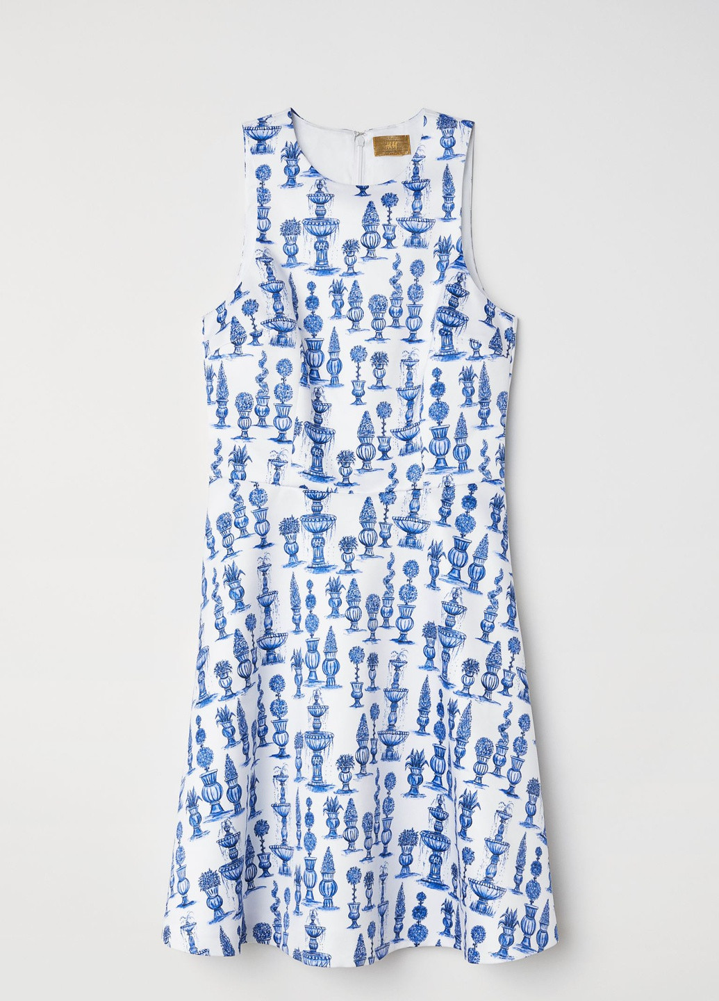 Білий повсякденний атласна сукня з малюнком H&M з малюнком