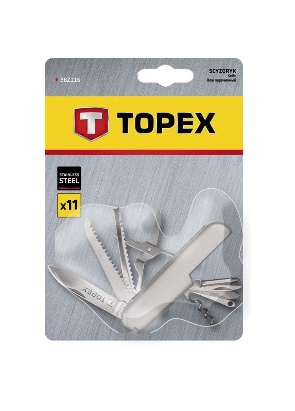 Мультитул перочинний, 11 функцiй, нержавiюча сталь (98Z116) Topex (252418425)
