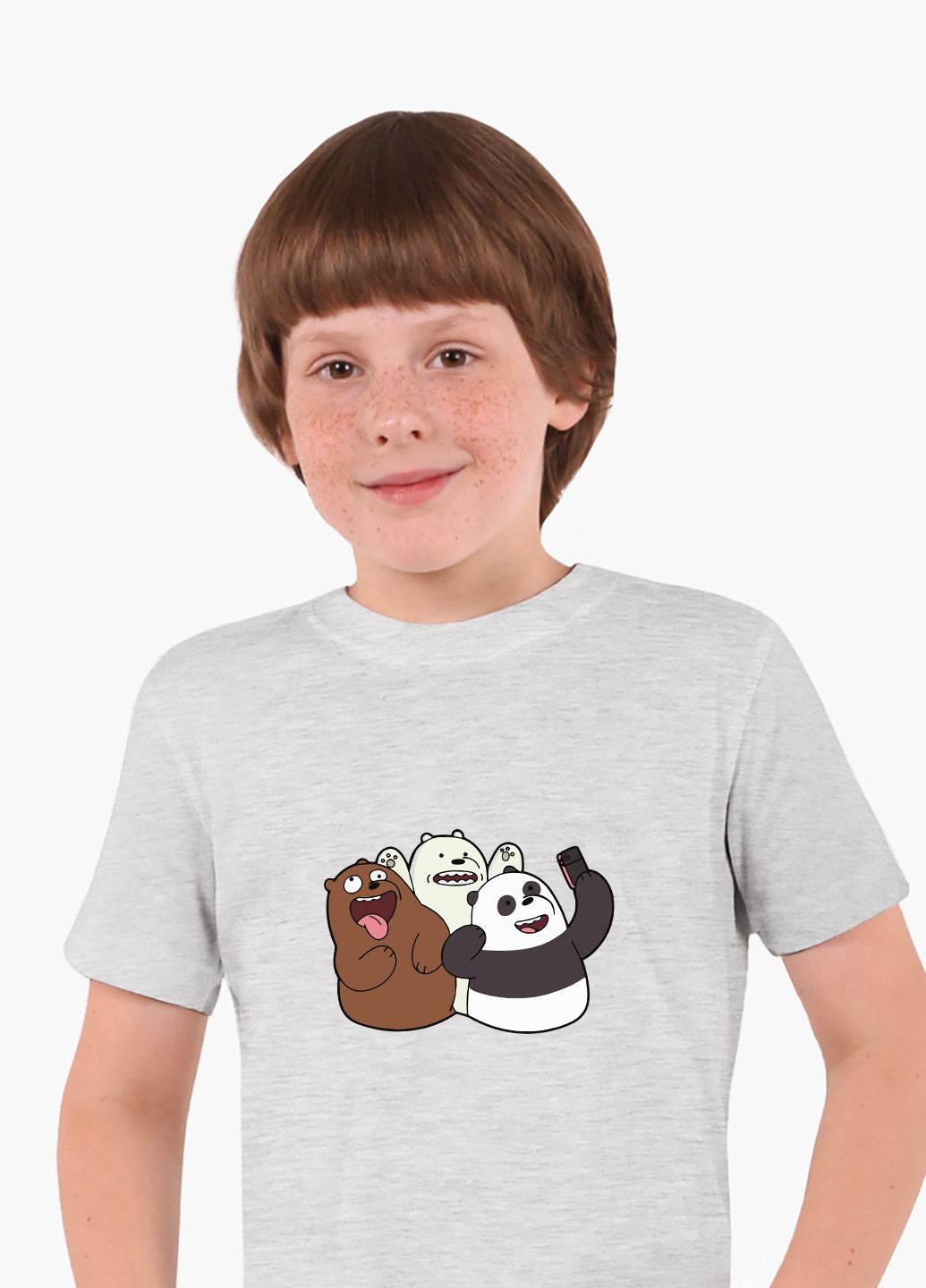 Светло-серая демисезонная футболка детская вся правда о медведях (we bare bears)(9224-2665) MobiPrint