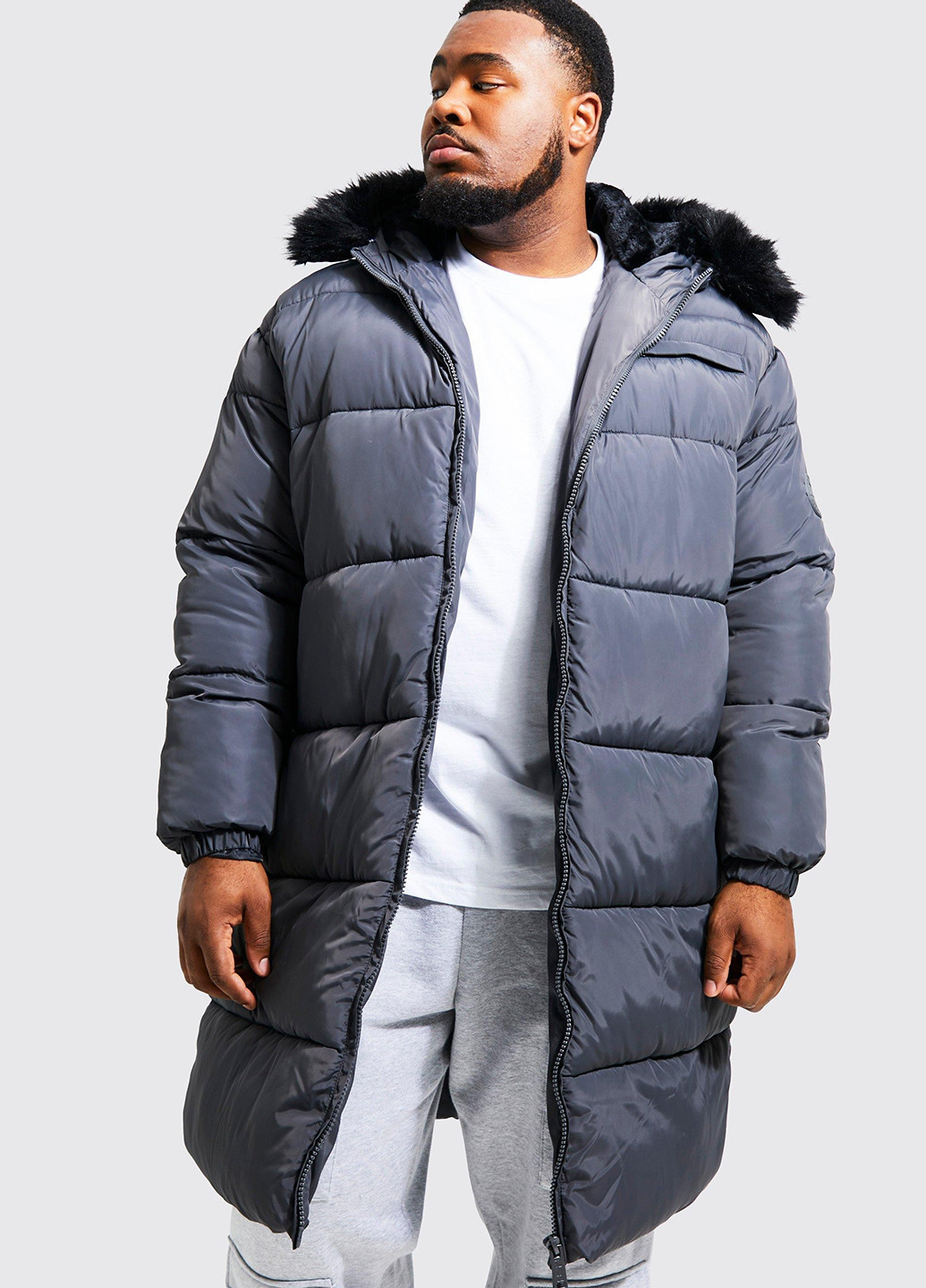 Серая зимняя куртка Boohoo