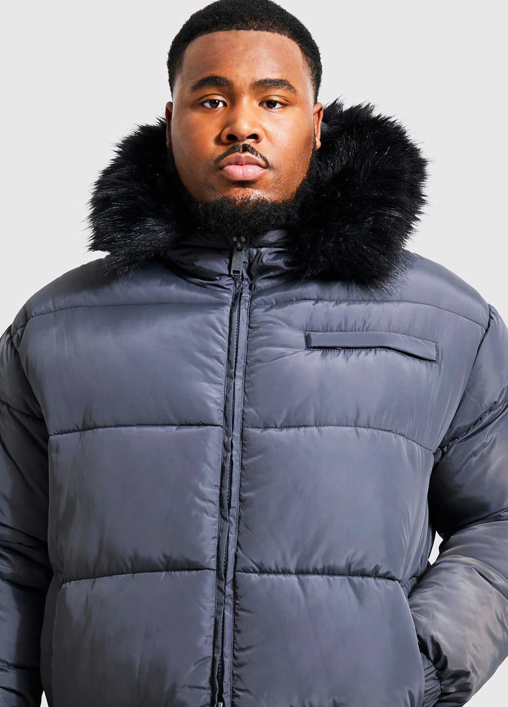 Серая зимняя куртка Boohoo