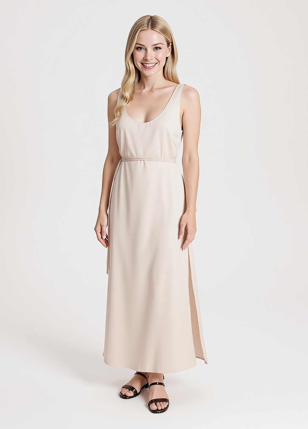 Світло-бежева коктейльна, вечірня сукня сукня-майка Reserved однотонна