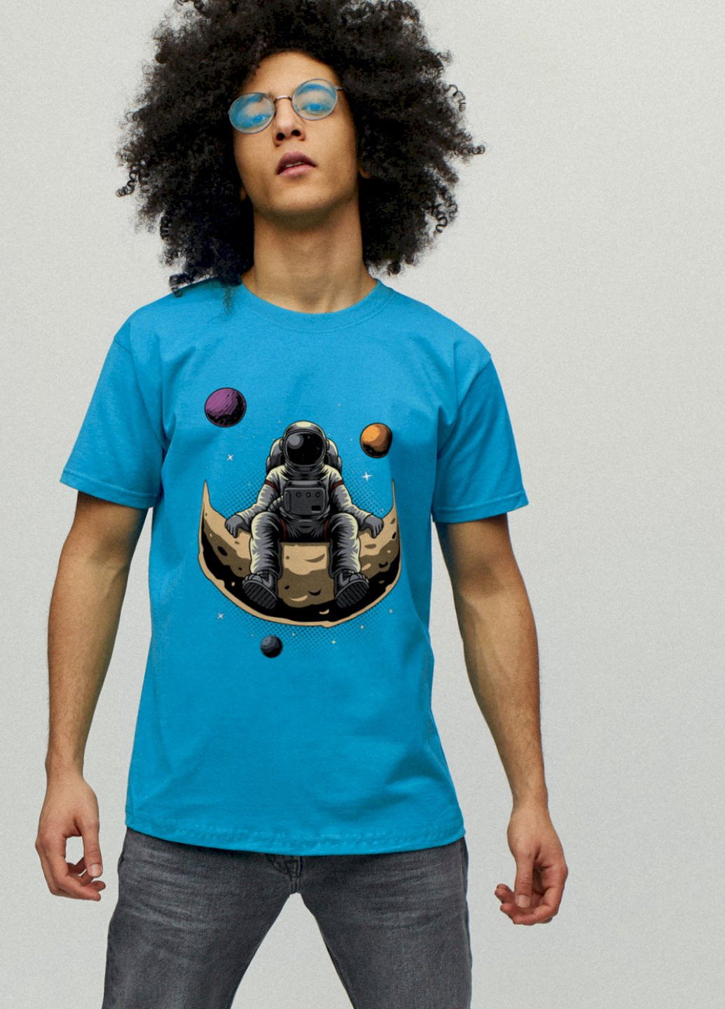 Светло-синяя футболка мужская YAPPI