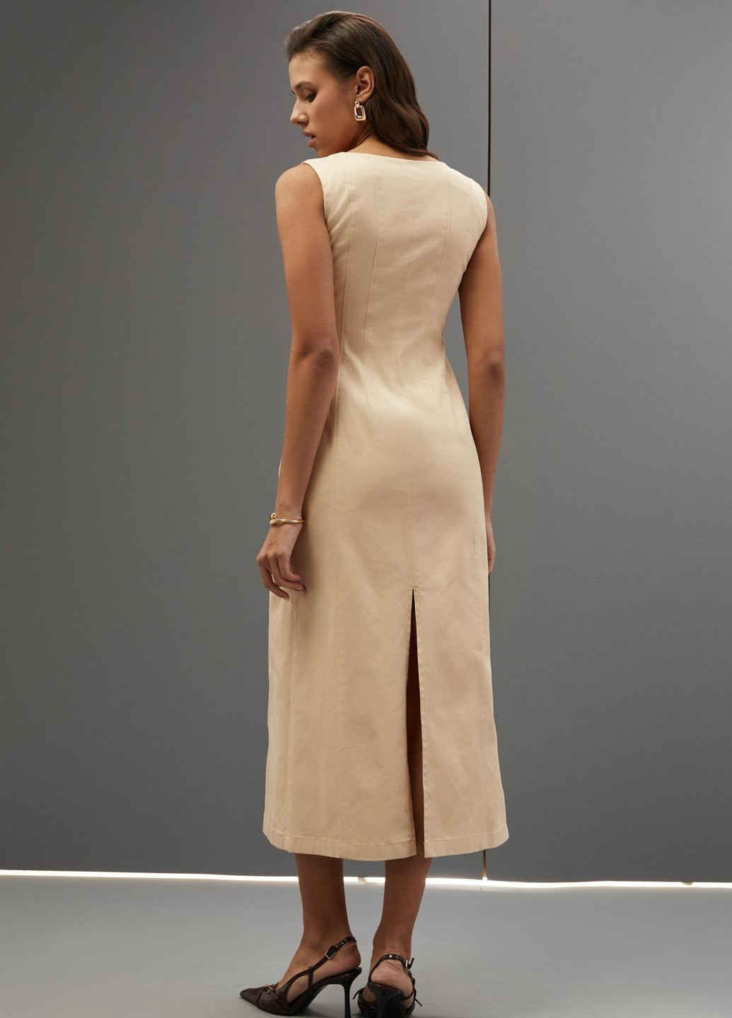 Бежевое кэжуал платье Gepur однотонное