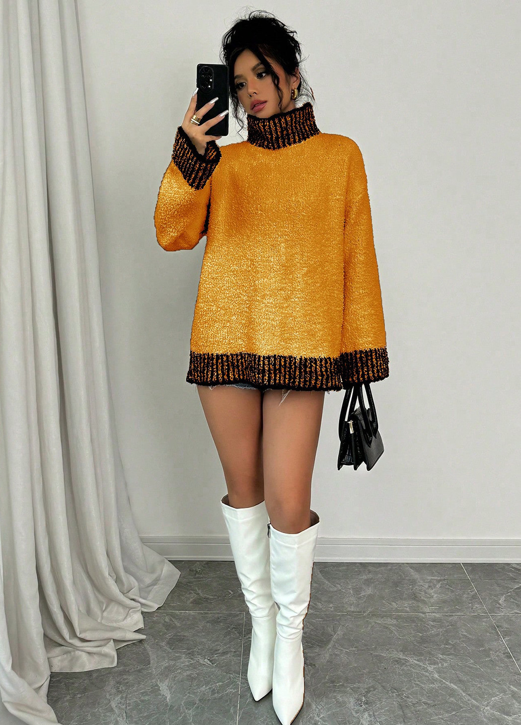 Оранжевый демисезонный свитер SHEIN