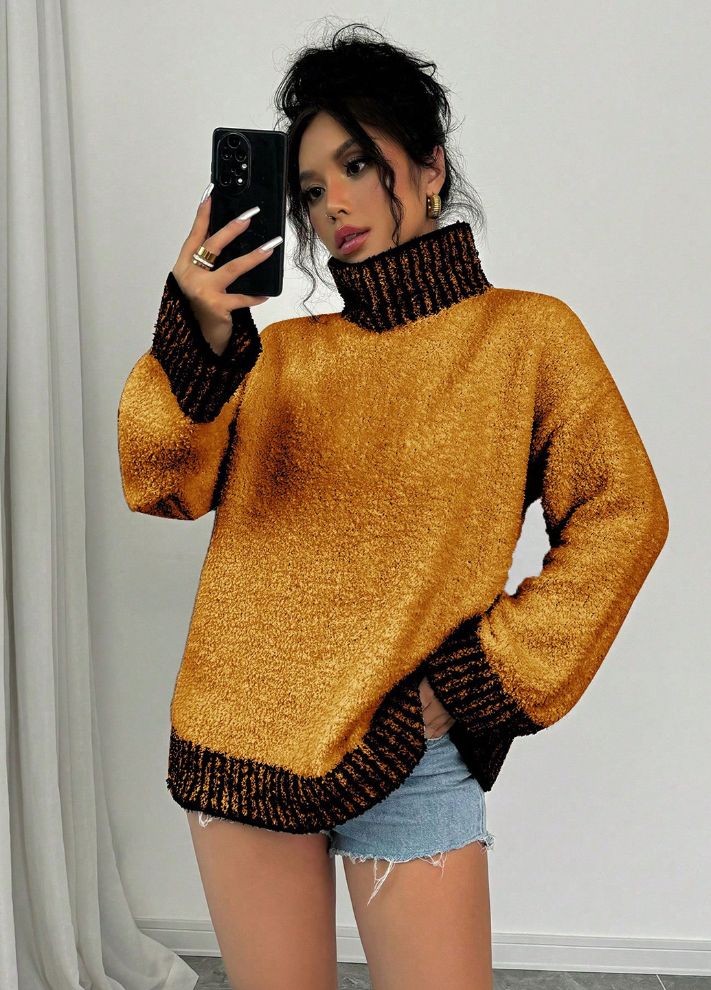 Оранжевый демисезонный свитер SHEIN