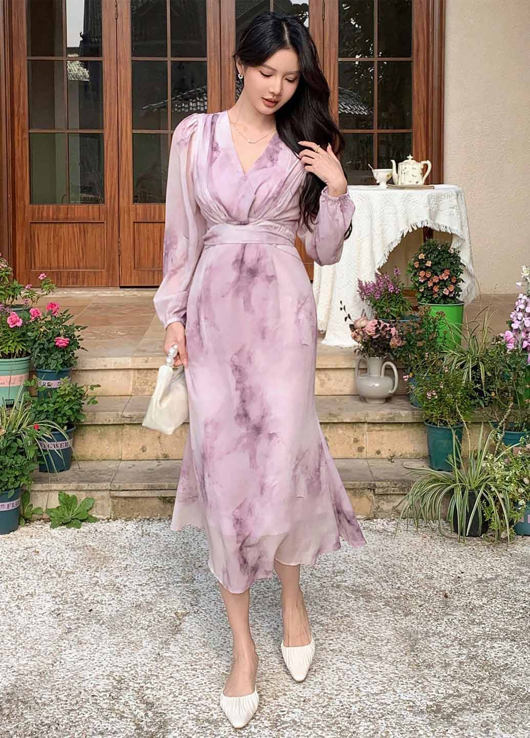 Лілова вечірня сукня годе SHEIN тай-дай