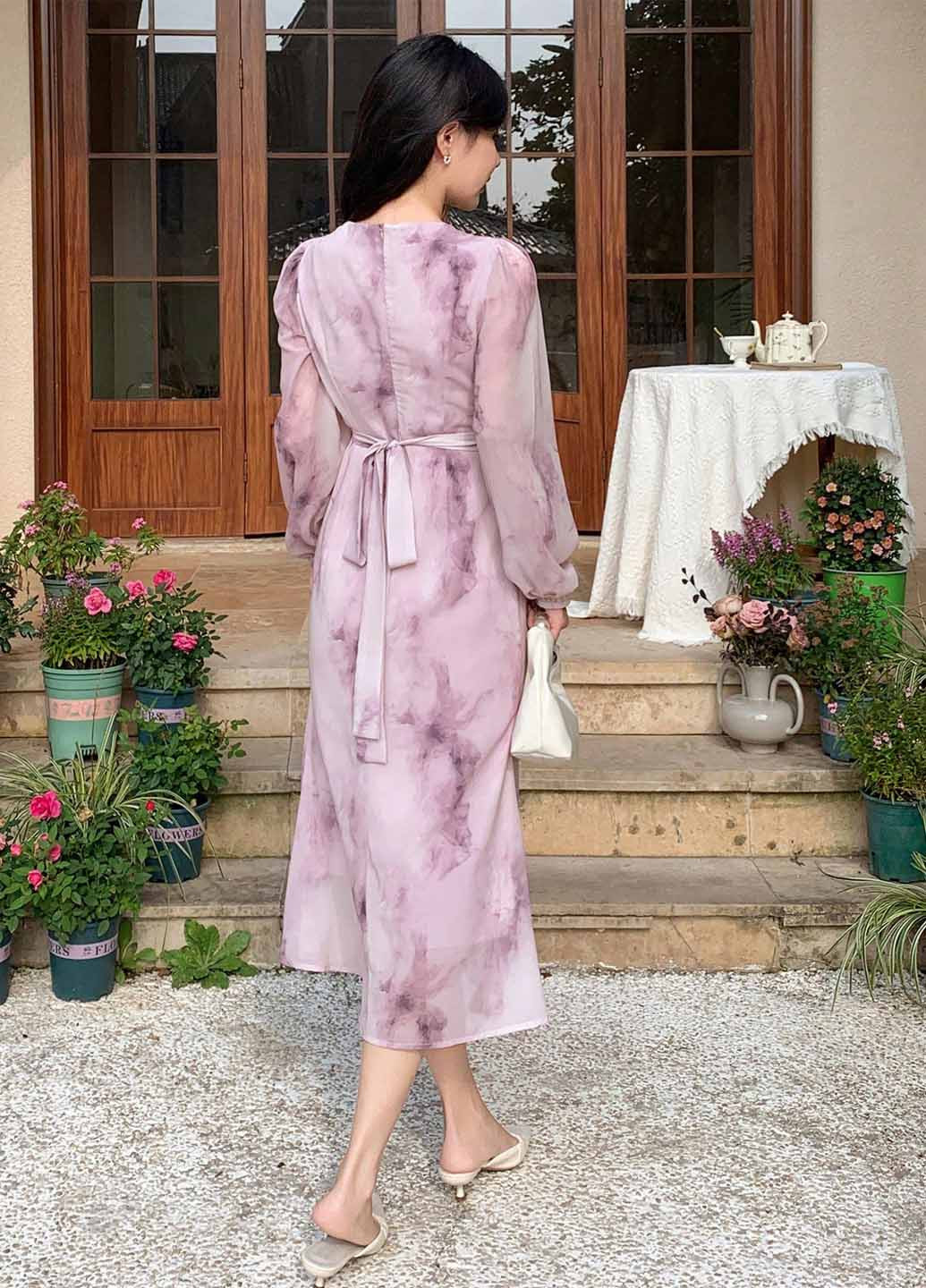 Лілова вечірня сукня годе SHEIN тай-дай