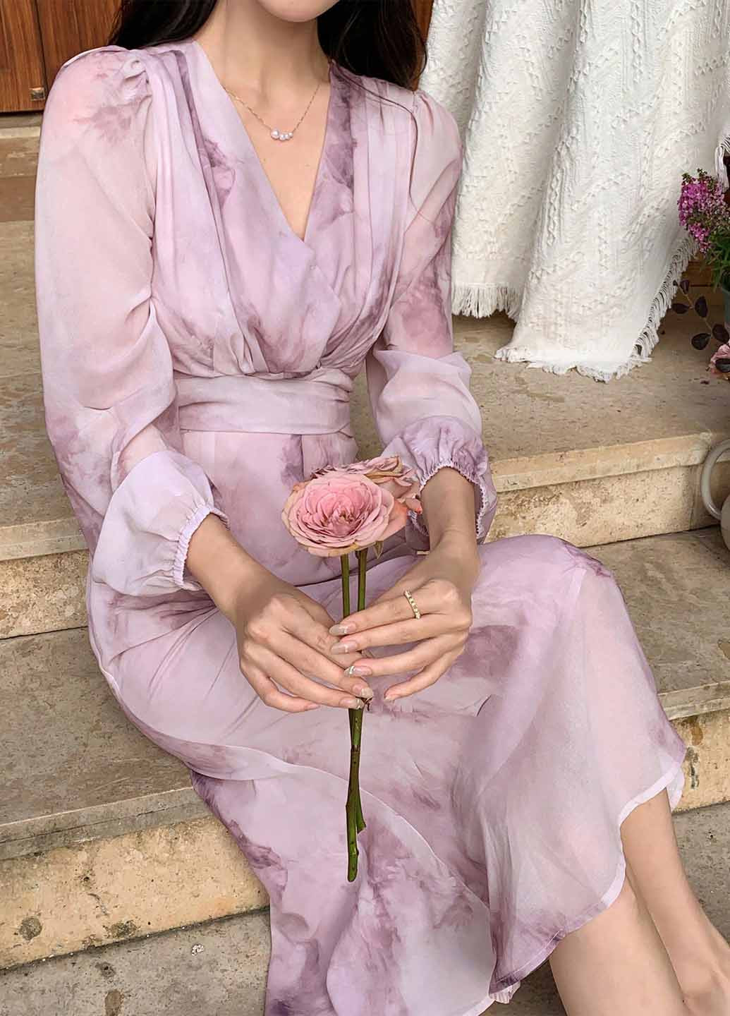 Лілова вечірня сукня годе SHEIN тай-дай