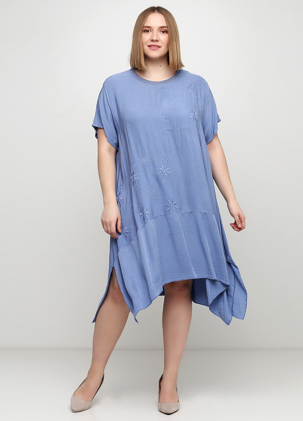 Блакитна кежуал сукня кльош Made in Italy однотонна