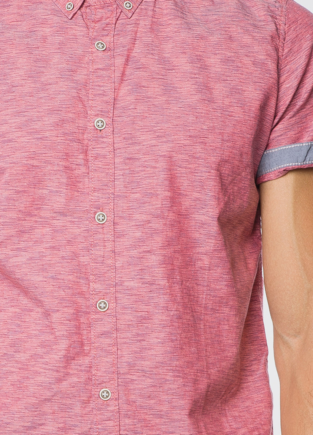 Коралловая кэжуал рубашка меланж Tom Tailor с коротким рукавом
