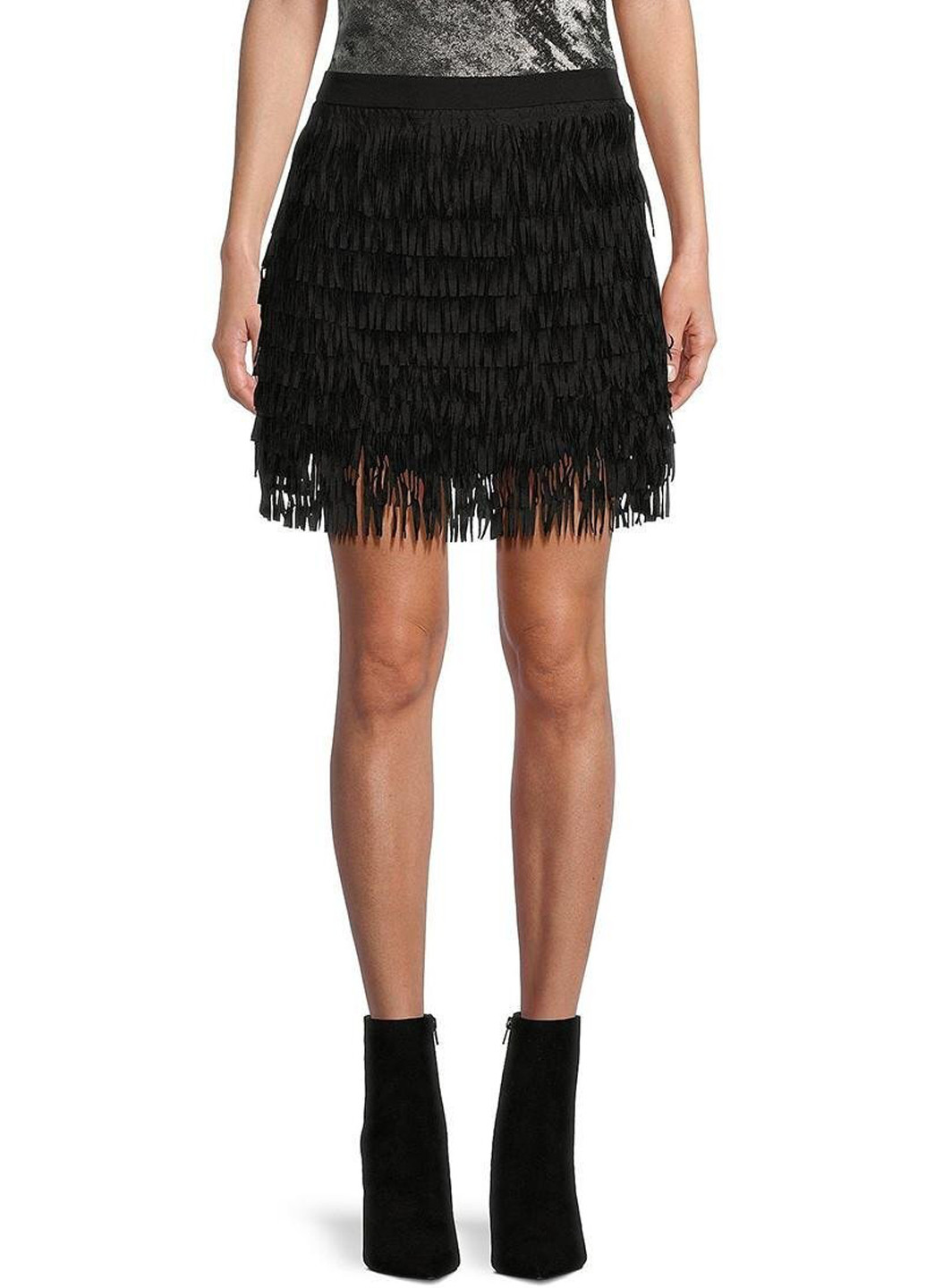 Черная вечерний однотонная юбка Guess клешированная