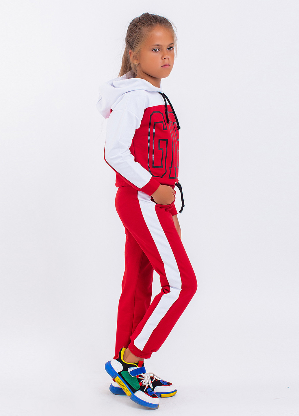 Червоний демісезонний костюм (худі, брюки) брючний Modna Anka