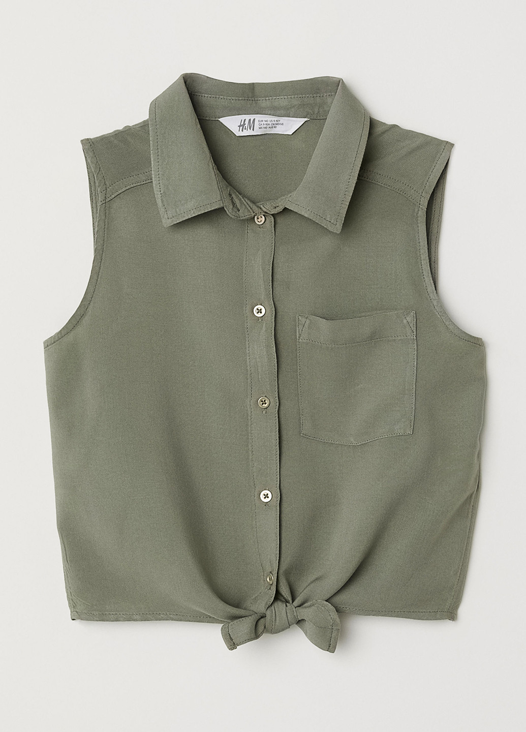 Оливковая (хаки) блузка без рукава H&M летняя
