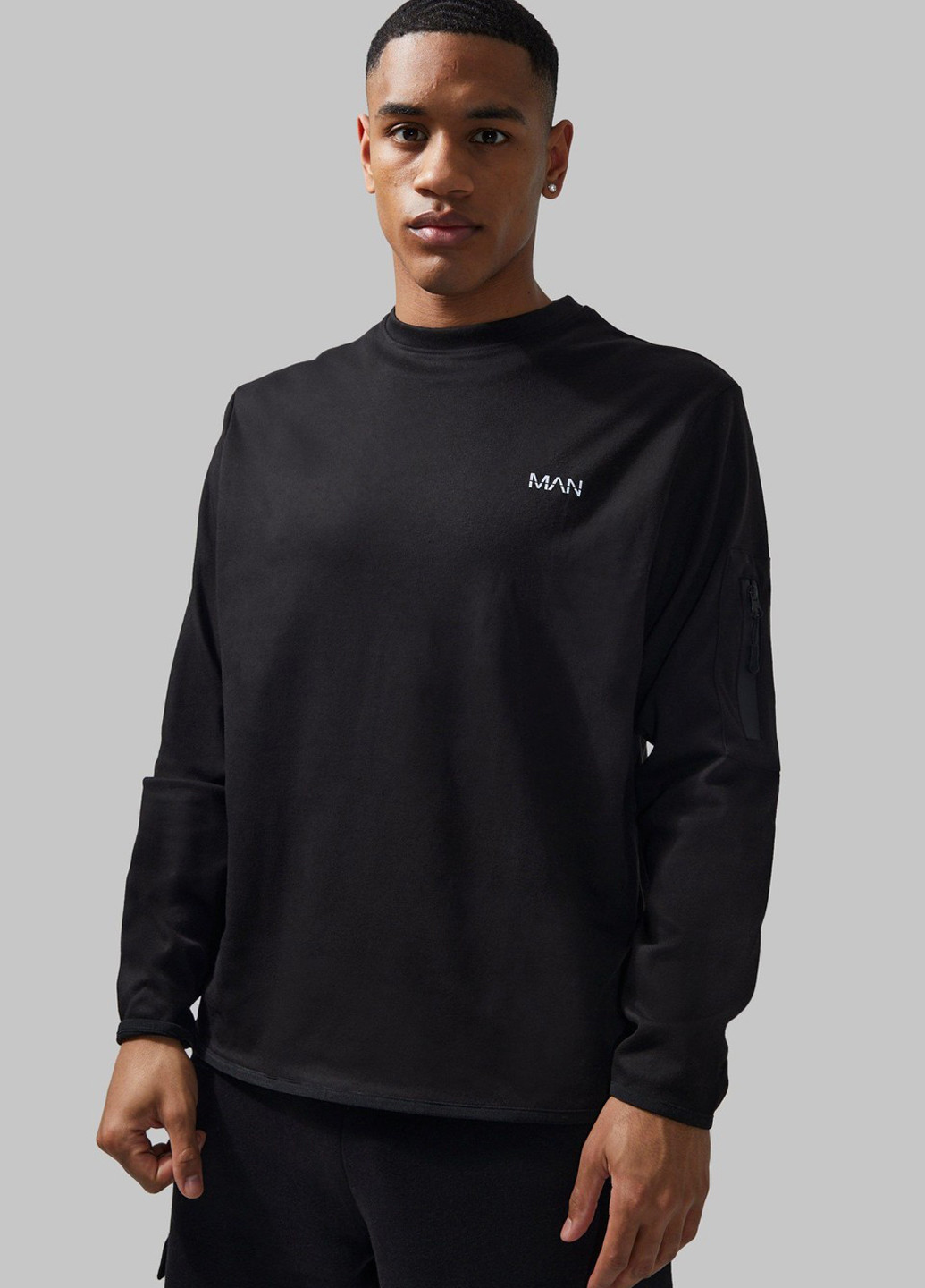 Черный демисезонный кэжуал, спортивный лонгслив Boohoo с надписями