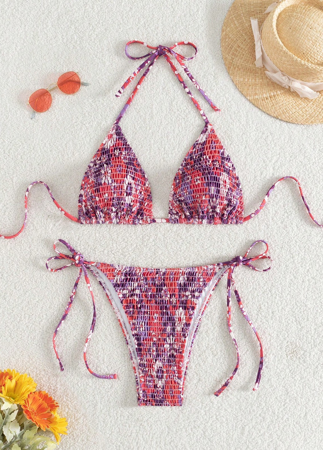 Комбінований літній купальник (ліф, трусики) бікіні SHEIN