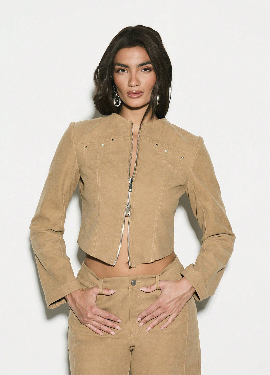 Темно-бежевая демисезонная куртка куртка-пиджак SHEIN