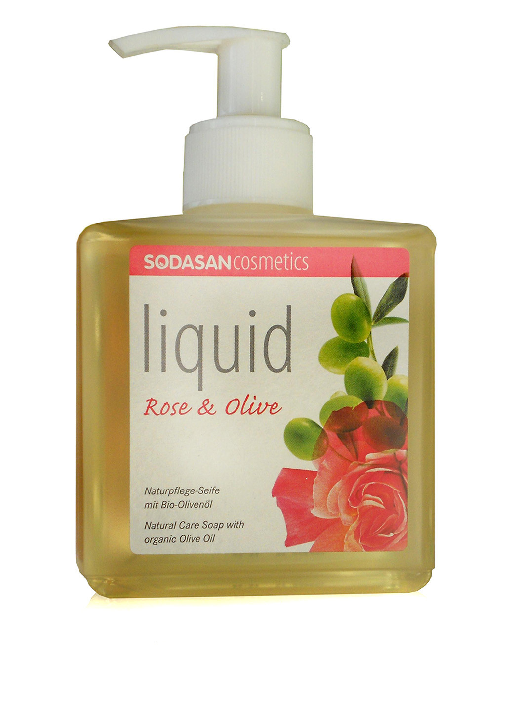 Органическое Мыло Rose-Olive жидкое, тонизирующее с розовым и оливковым маслами, 0,3 л Sodasan (185402104)