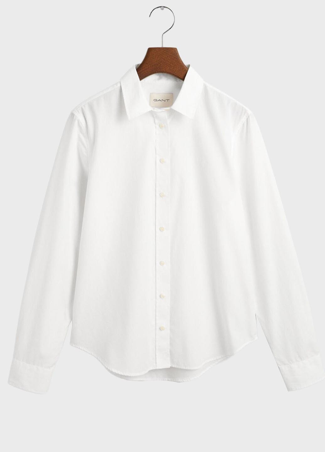 Белая классическая, кэжуал рубашка однотонная Gant