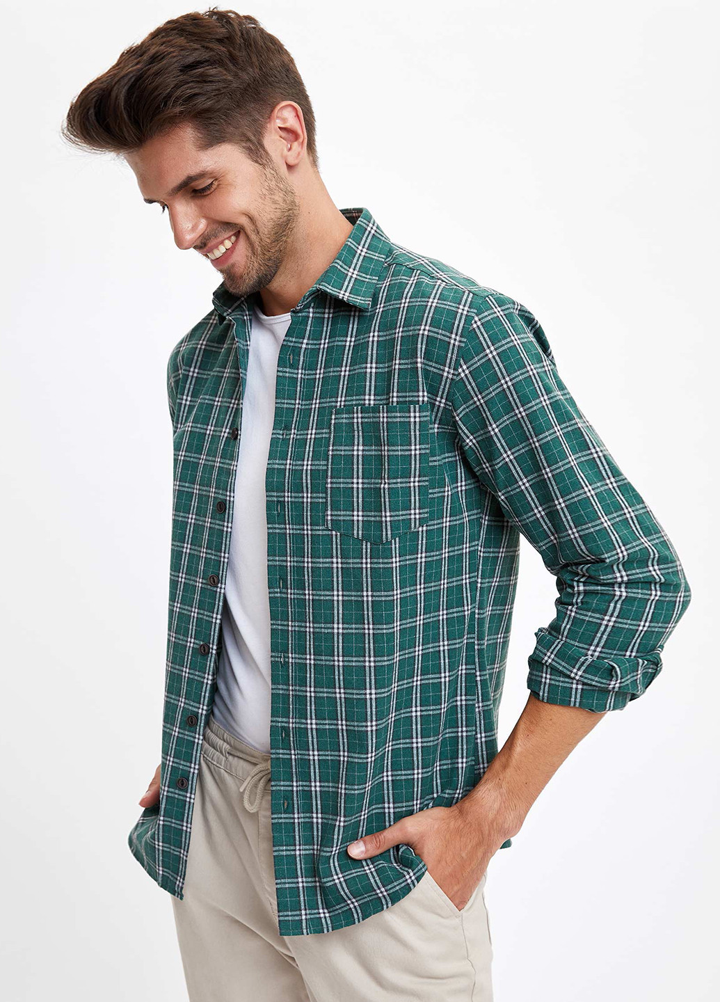 Зеленая кэжуал рубашка DeFacto