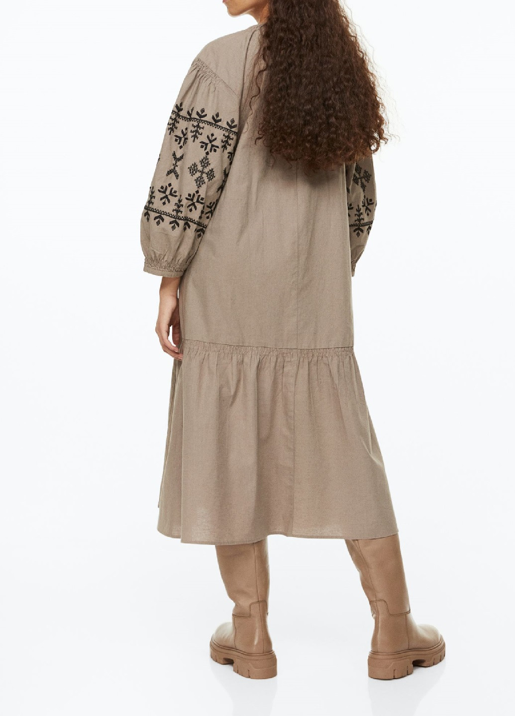 Темно-бежева кежуал сукня H&M з орнаментом