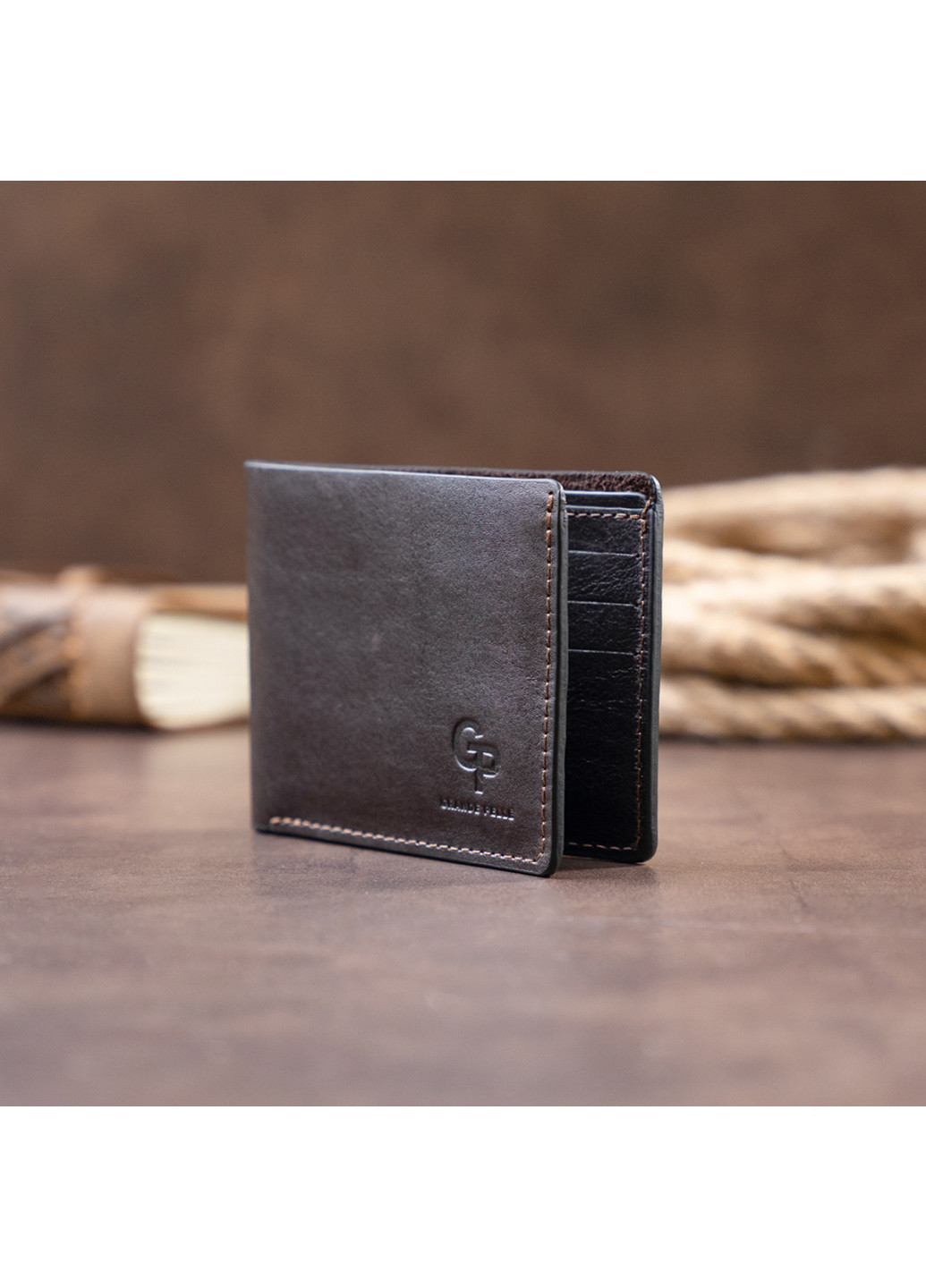 Шкіряний гаманець 9х10х1 см Grande Pelle (253174045)