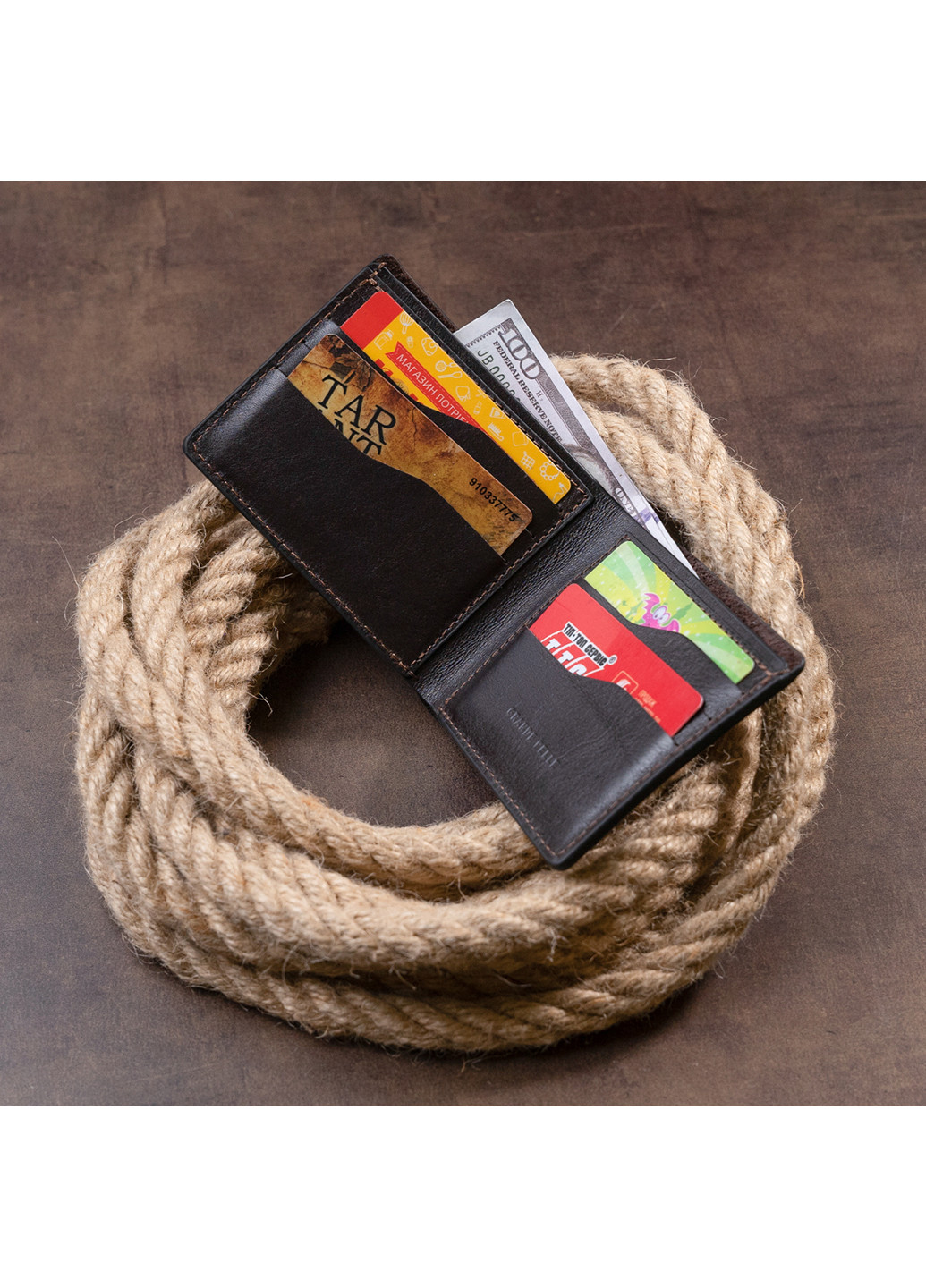 Шкіряний гаманець 9х10х1 см Grande Pelle (253174045)