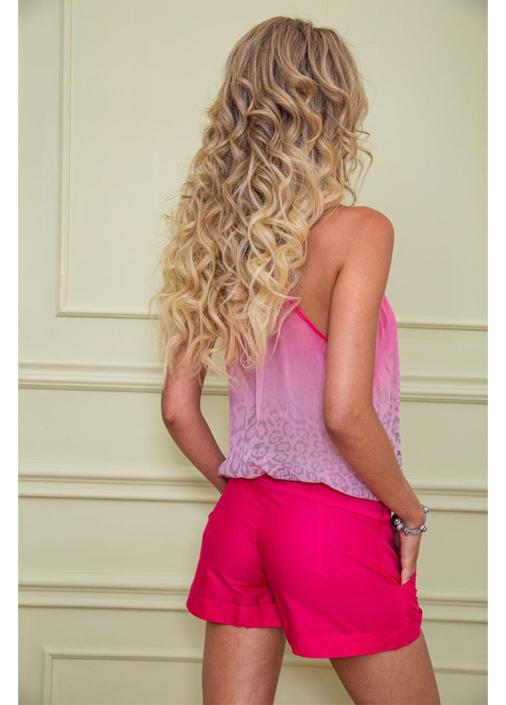 Комбинезон Ager комбинезон-шорты леопардовый розовый кэжуал полиэстер, шифон
