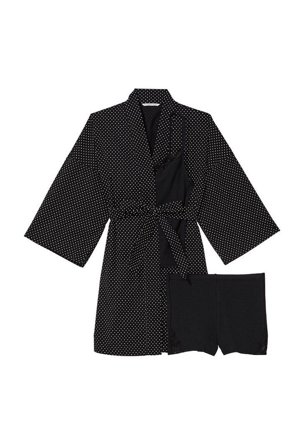 Чорний демісезонний комплект (халат, майка, шорти) Victoria's Secret
