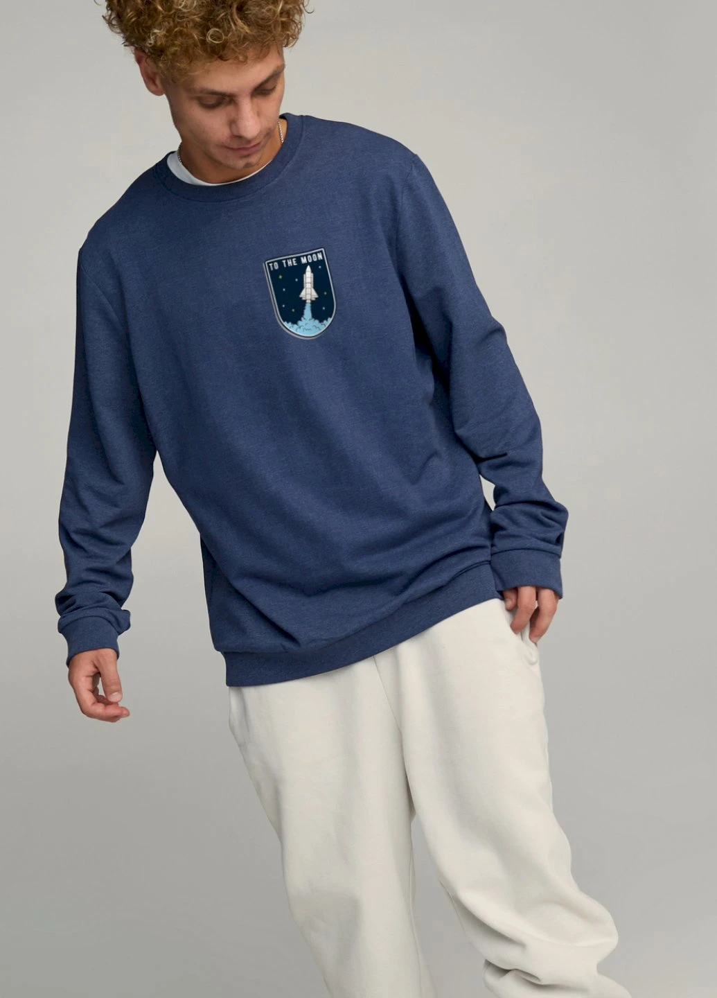 Синій світшот чоловічий oversize /no flis/ YAPPI (252386602)