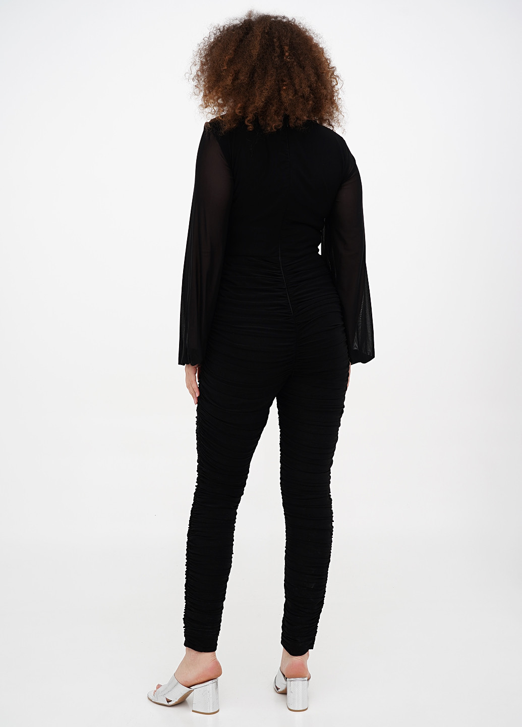 Комбинезон PrettyLittleThing комбинезон-брюки однотонный чёрный кэжуал полиэстер