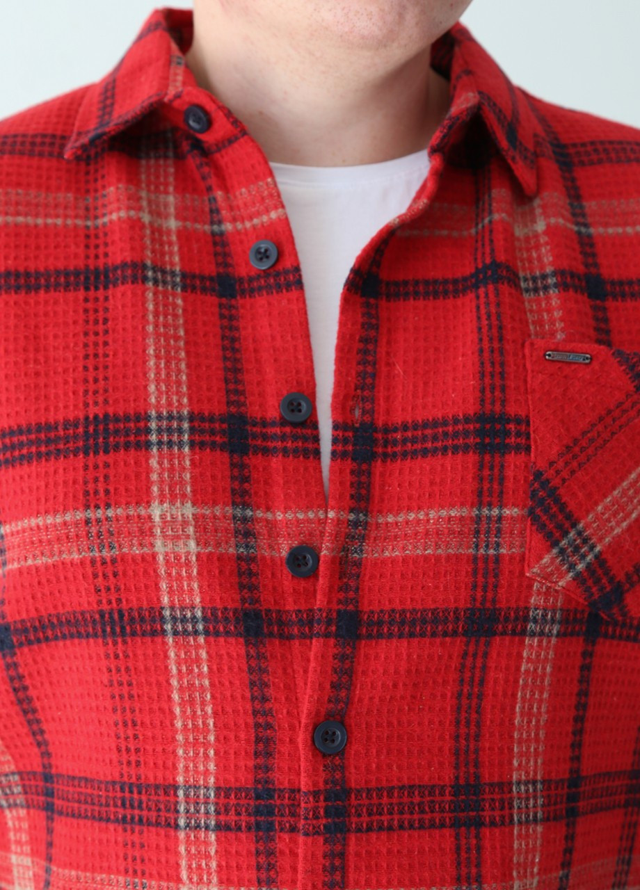 Красная кэжуал рубашка в клетку Jean Piere