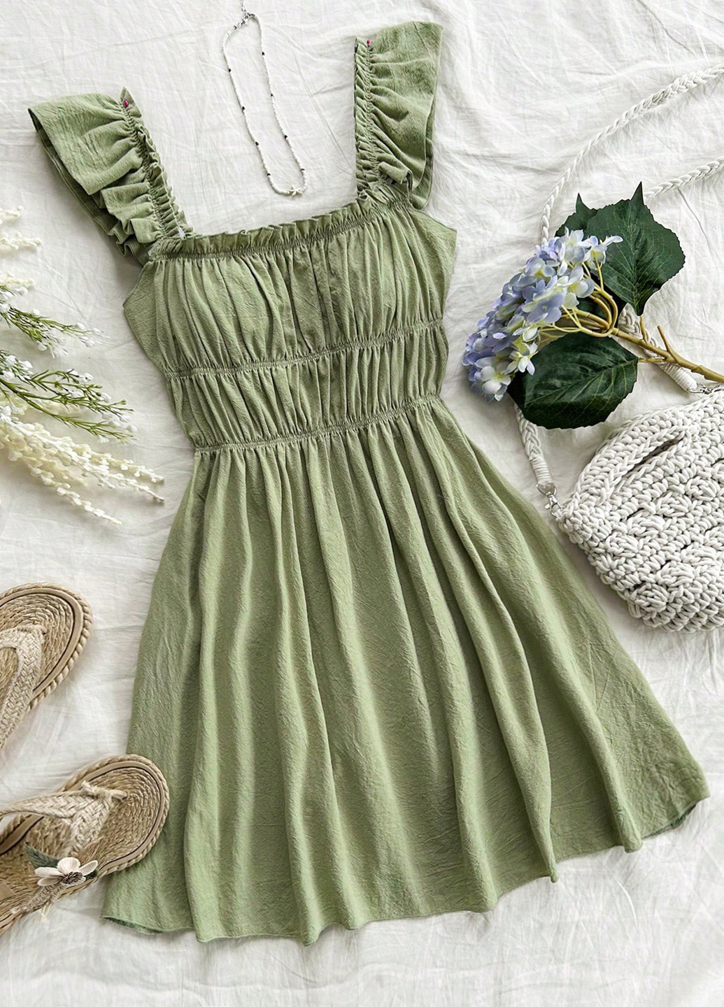 Зелена святковий, кежуал сукня а-силует, бебі долл SHEIN однотонна