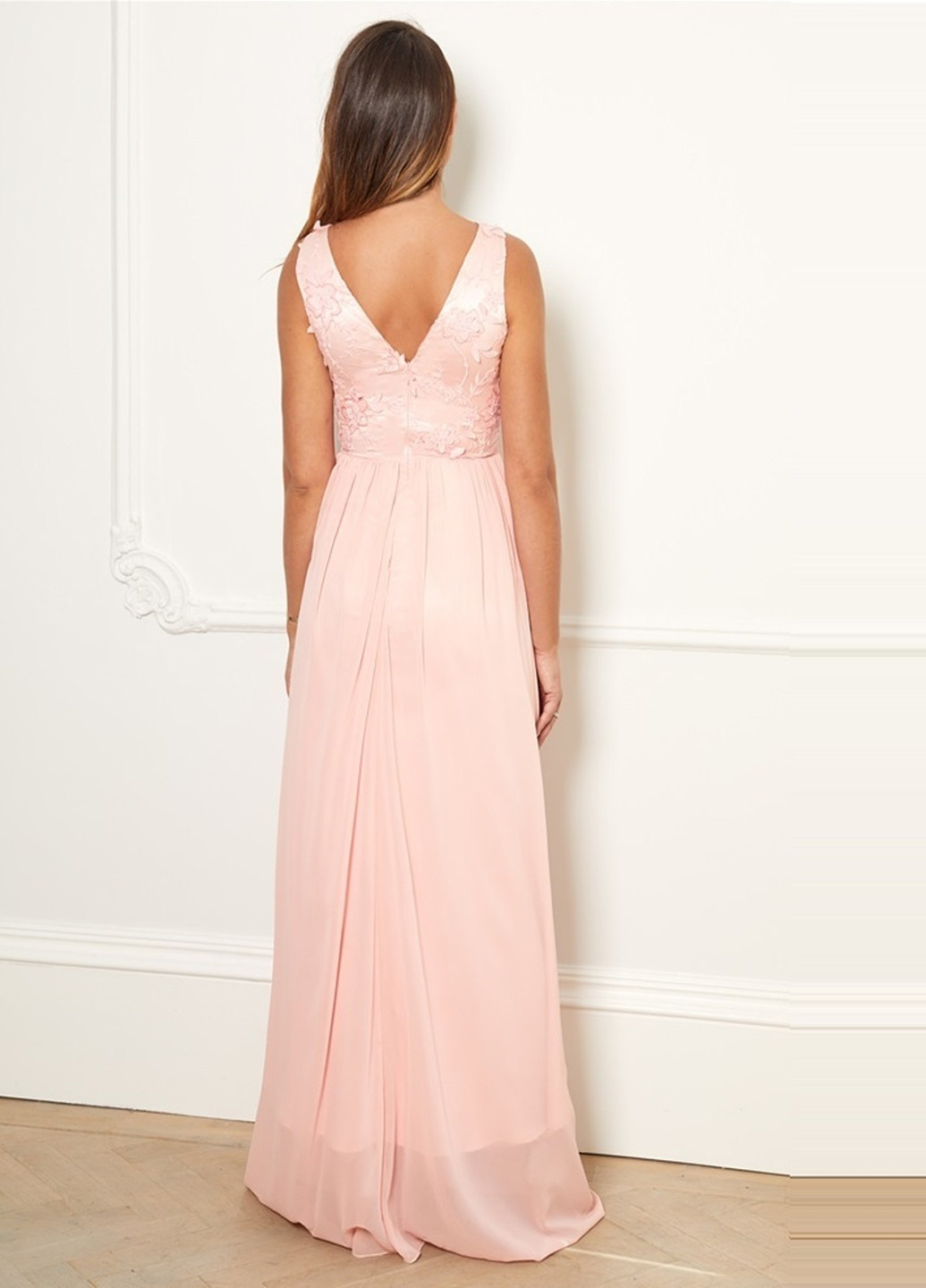 Розовое вечернее платье в стиле ампир Sistaglam однотонное