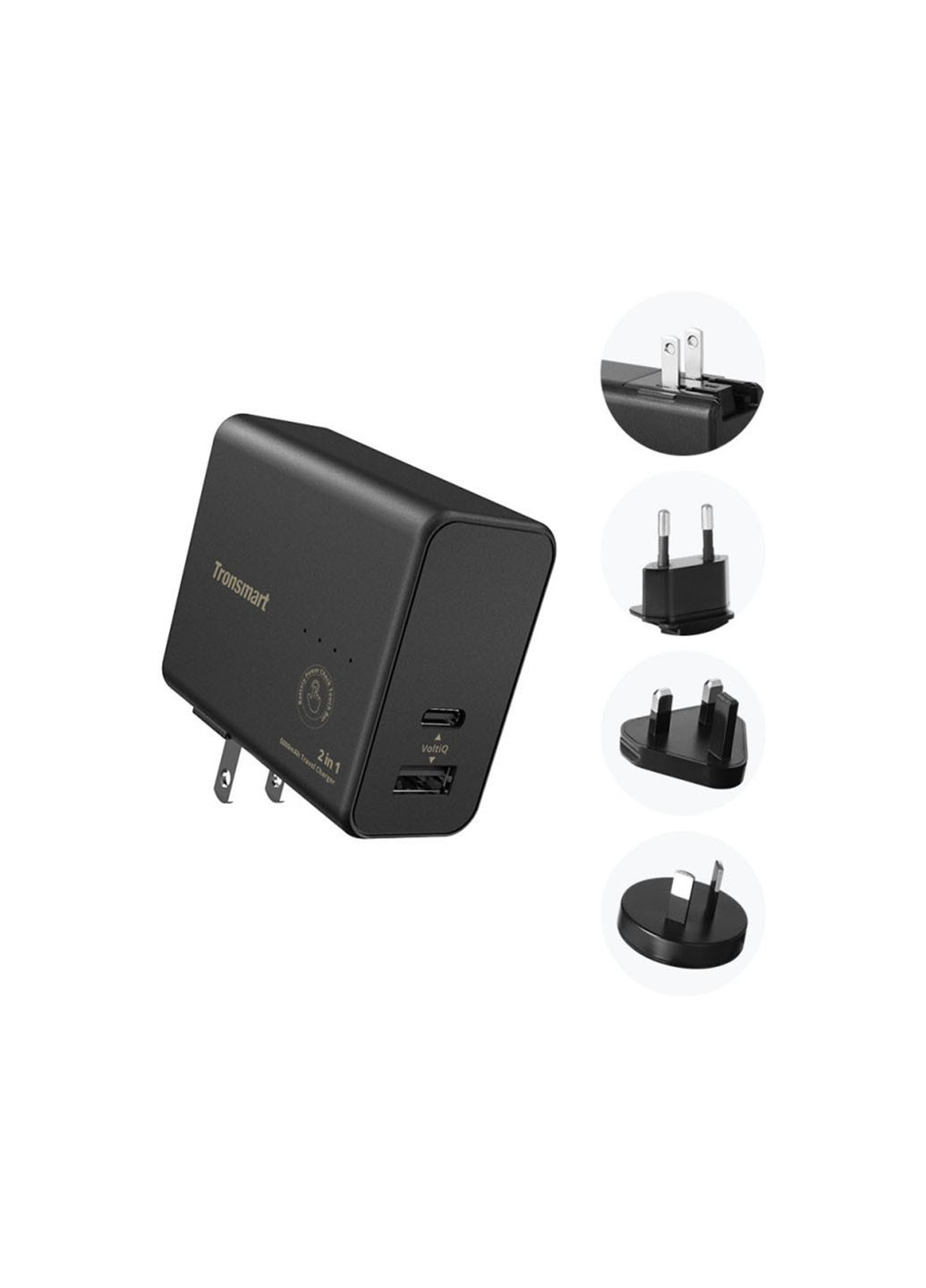 Портативная батарея WPB01 2 in 1 Portable Travel Charger With 5000mAh Power Bank Black Tronsmart (226523298)