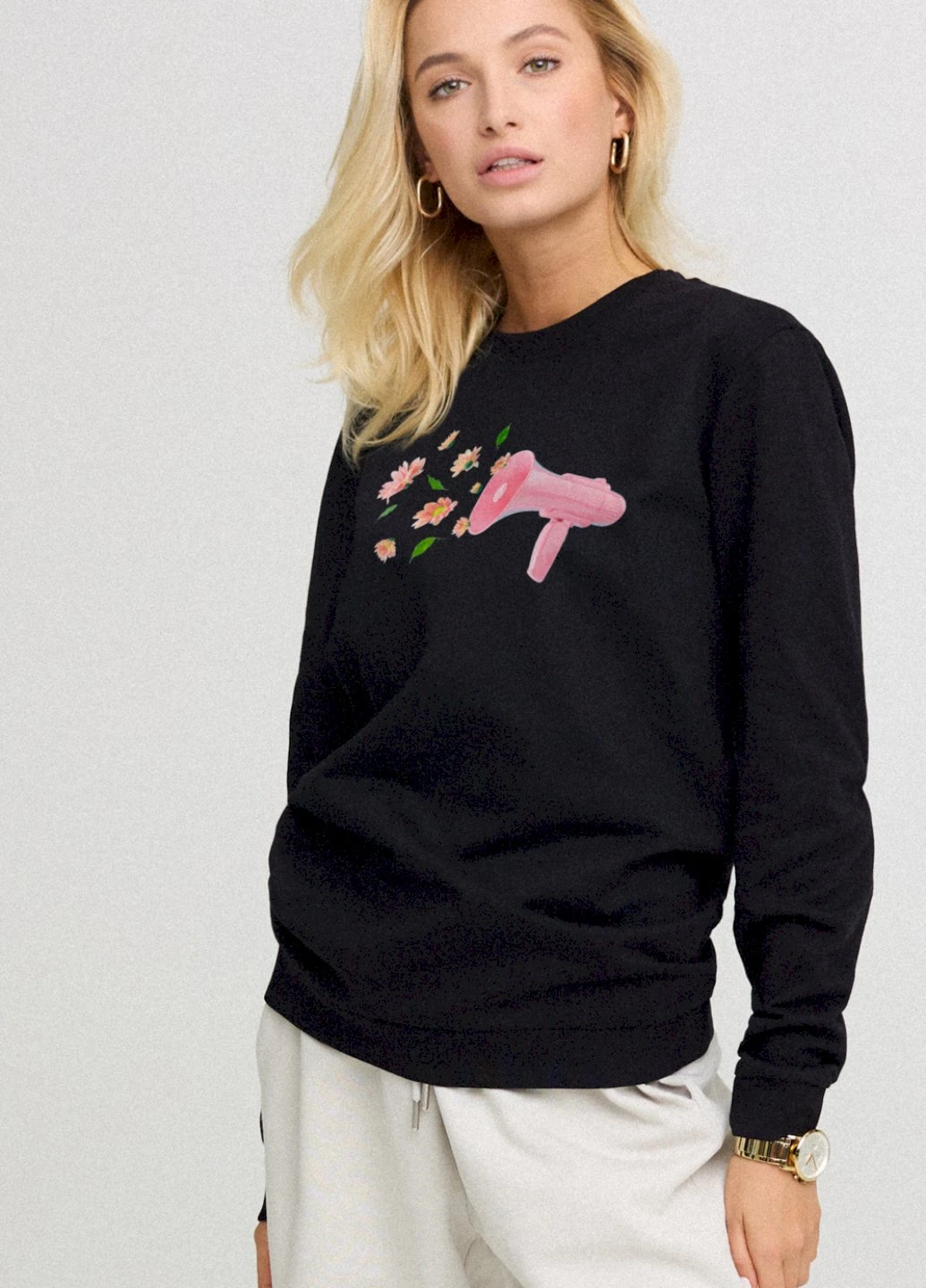 Чорний свитшот женский oversize /no flis/ YAPPI (254658737)