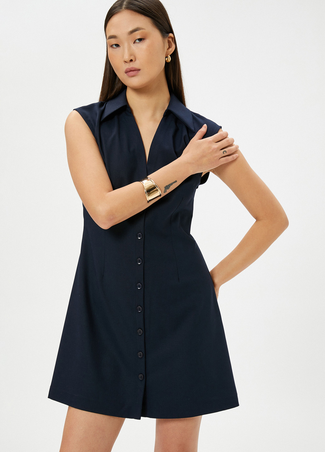 Темно-синя кежуал сукня сукня-сорочка KOTON однотонна